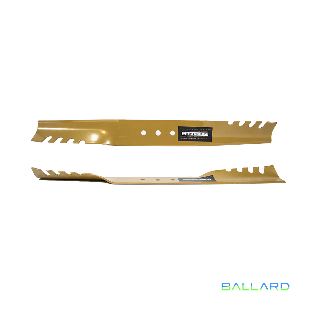 GOLD Hybrid  Mower Blades:  20 7/8" Long,  2.25" Wide, 7/16" Center Hole (w/ Guide Holes), Thickness- .140" (One Spindle) image number null